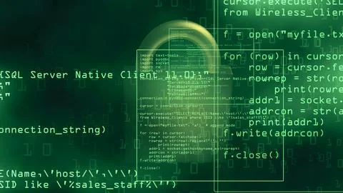 Computer code on security network 스톡 사진