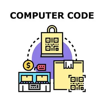 Computer code tracking goods and online shopping Stock Illustration