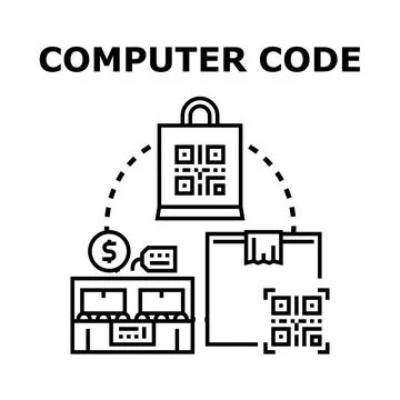 Computer code tracking goods and online shopping Stock Illustration