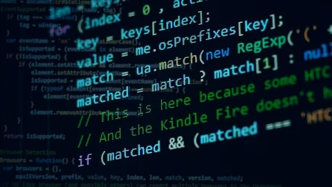 Computer code is turning up and getting deleted from the display Stockbeeldmateriaal 114742436