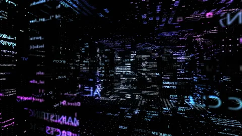 Computer code working in a virtual space with a 360-degree view Video stock 162552986