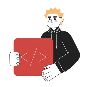 Computer coder job line concept vector spot illustration 库存插图