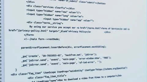Computer codes are projected on the screen while it is being typed or written Stock Footage 151428243