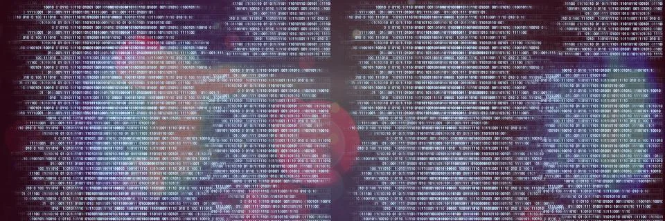 Computer codes processing over black flares background, technology and computer 스톡 사진