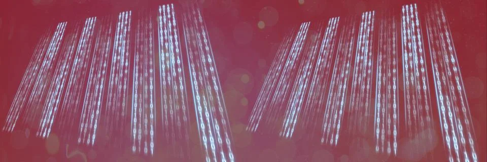 Computer codes processing over black flares background, technology and computer Stock Photos