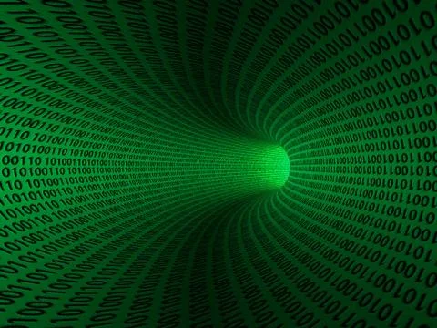 Computer coding, data transfer, binary code on green background Stock Illustration