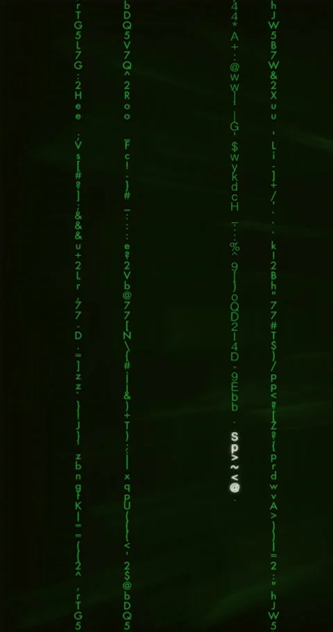 Computer coding with matrix technology in html sign language, letters falling in Stock Footage 218411223