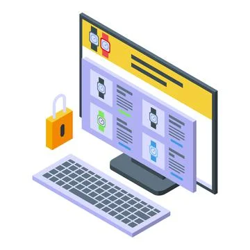 Computer coding watch icon isometric vector. Software program Stock Illustration