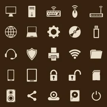 Computer color icons on brown background Stock Illustration