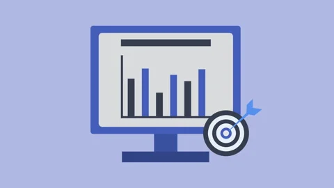 Computer with Column Graph for Analysis Business 2d Animation with Alpha Matte Stock Footage 336293005