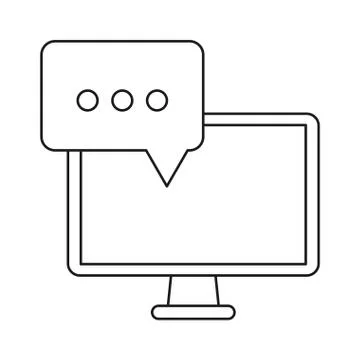 Computer communication message bubble speak outline イラスト素材