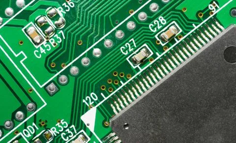 Computer Component Circuit Board Memory Processor Networking Card Close up... 写真素材