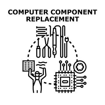 Computer component replacement and repair service concept Stock Illustration