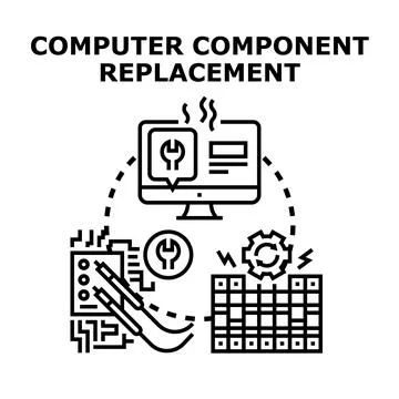 Computer component replacement and repair service concept Stockillustratie