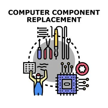 Computer component replacement and repair service concept イラスト素材