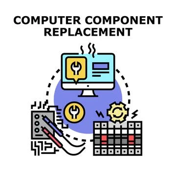 Computer component replacement and repair service concept Illustrazione stock