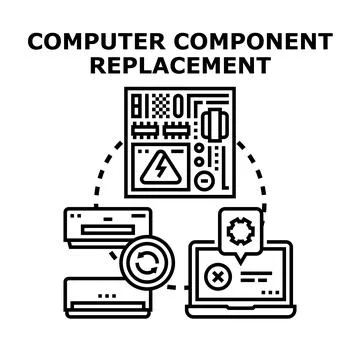 Computer component replacement and repair service concept Stock Illustration