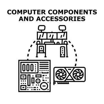Computer components and accessories for digital technology Stock-Illustration