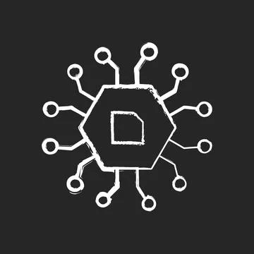 Computer components chalk white icon on black background Stock Illustration