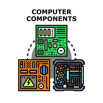 Computer components connecting system technology concept イラスト素材