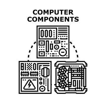 Computer components connecting system technology concept 库存插图