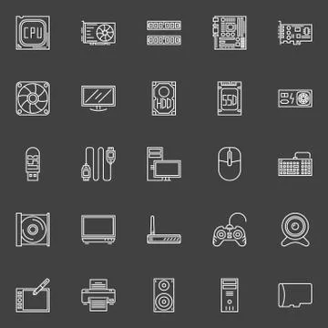 Computer components icons Stock Illustration