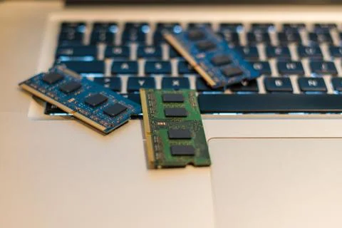 Computer components on the keyboard Stock Photos