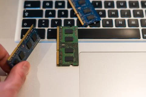 Computer components on the keyboard Stock Photos