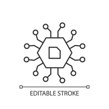 Computer components linear icon Stock Illustration