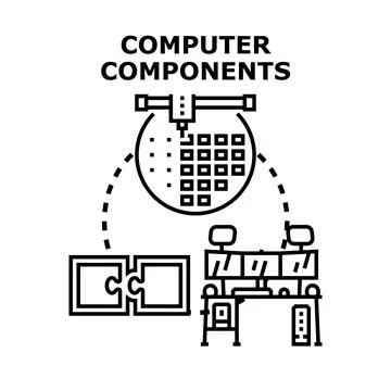 Computer components manufacturing and engineering concept 库存插图