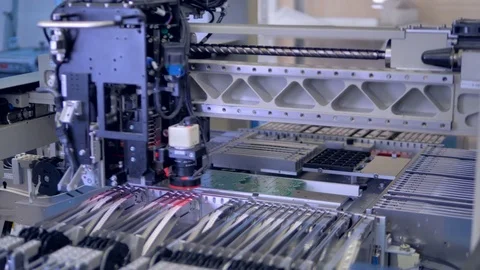 Computer components production equipment. 4K. Stock Footage