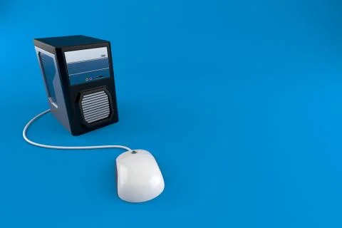 Computer with computer mouse 스톡 일러스트