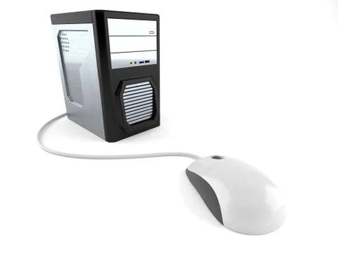 Computer with computer mouse 스톡 일러스트