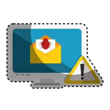 Computer with computing alert イラスト素材