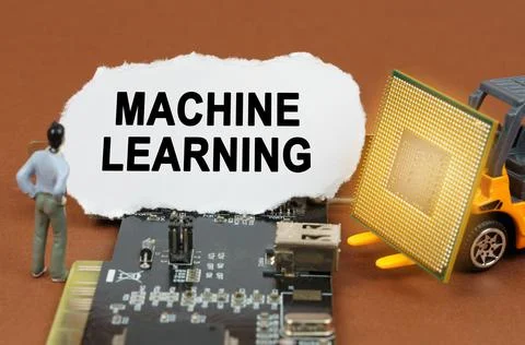 Computer concept. On the board with microcircuits lies a paper plate with the Foto stock