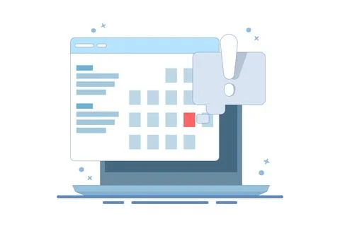 Computer Concept with calendar, deadline list, notes Stock Illustration