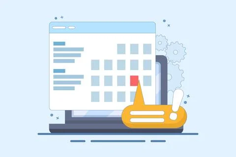 Computer Concept with calendar, deadline list, notes Stock Illustration