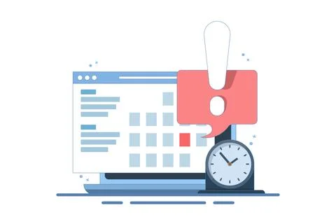 Computer Concept with calendar, deadline list, notes Stock Illustration