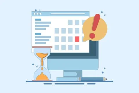 Computer Concept with calendar, deadline list, notes イラスト素材