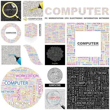Computer. Concept illustration. Computer. Word cloud illustration. Wordclo... Stock Photos