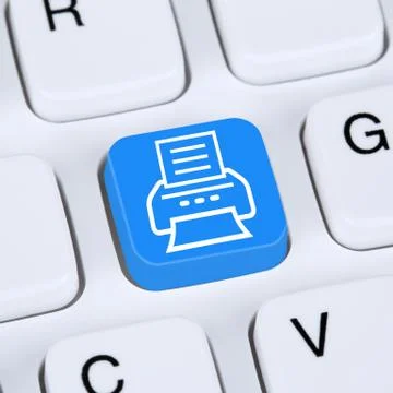 Computer concept print document printing on printer Stock Photos