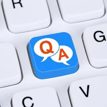 Computer concept question and answer support online help contact customer ser Stock Photos