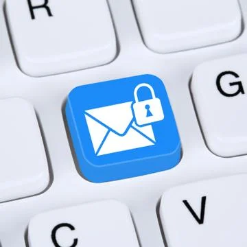 Computer concept sending encrypted E-Mail protection secure mail via internet Stock Photos