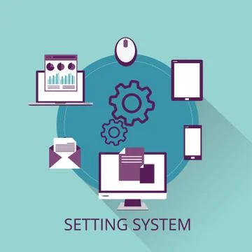 Computer To Config System Vector Illustration.setting Stock Illustration