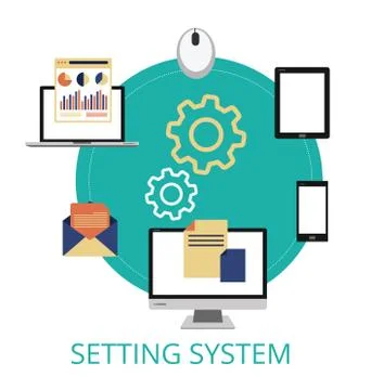Computer To Config System Vector Illustration.setting Stock Illustration