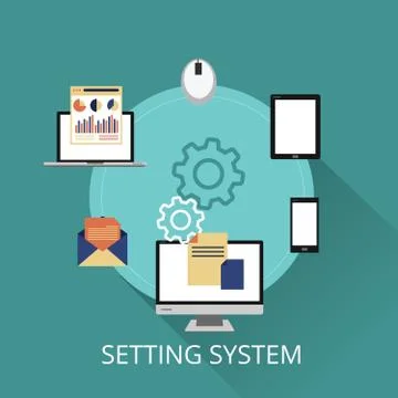 Computer To Config System Vector Illustration.setting Stock Illustration