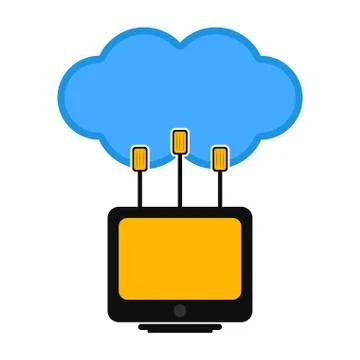 Computer connected to a cloud Stock Illustration