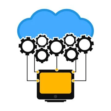 Computer connected to a cloud Illustrazione stock