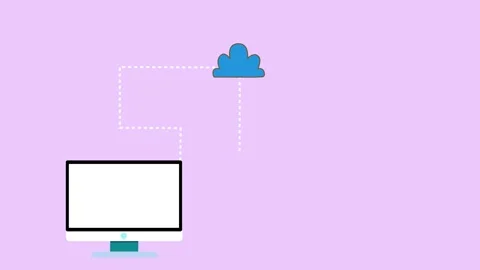 Computer connected to cloud symbol animation 動画素材 325244235