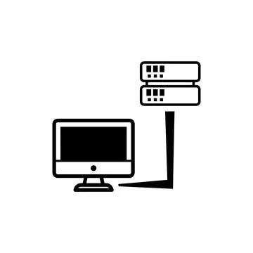 Computer Connected to Server Rack Network Icon Illustrazione stock